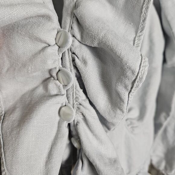 FEI Anthropologie Linen Jacket Blazer Size 8 Ruffle Lightweight Designer Coastal - Picture 8 of 15